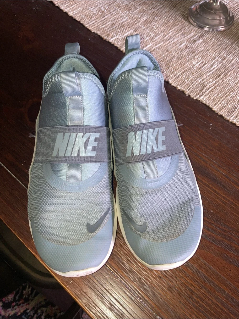 Nike Kids Slip-On Sneakers in Light Blue Gray